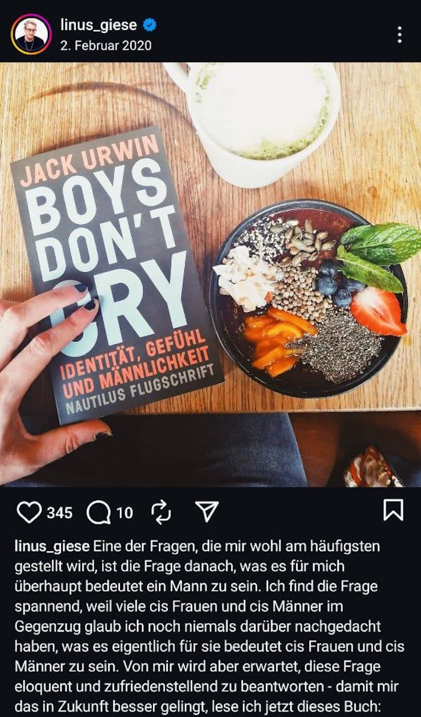 Das Buch Boys Don’t Cry erschien im Edition Nautilus Verlag, der in diesem Jahr zu den Preisträgern des Deutschen Verlagspreises zählt. Screenshot: FREILICH.