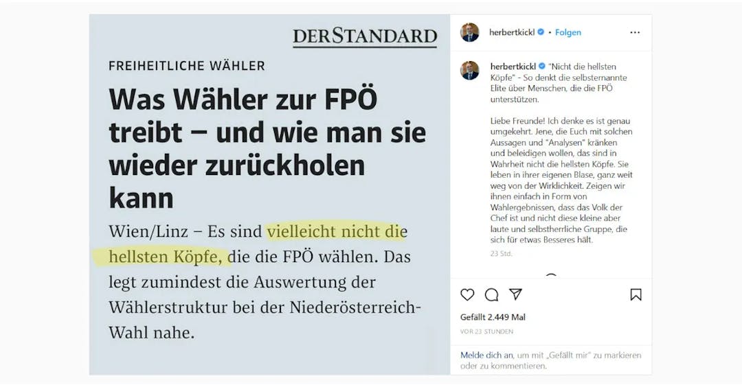 „Nicht die hellsten Köpfe“: Standard beschimpft FPÖ-Wähler nach NÖ-Wahl